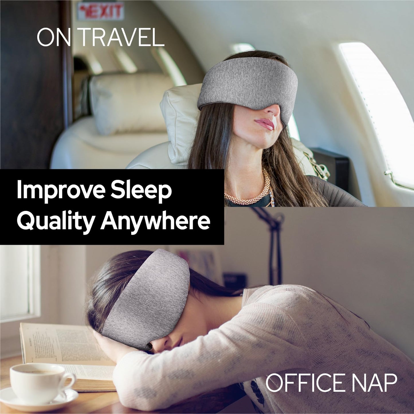 Cotton Sleep Eye Mask for Men Women, 100% Blocking Light Sleeping Mask for Side Sleeper, Soft Zero Pressure Cooling Blackout Eye Masks for Sleep, Eye Covers for Sleeping fits All Heads Adjustable