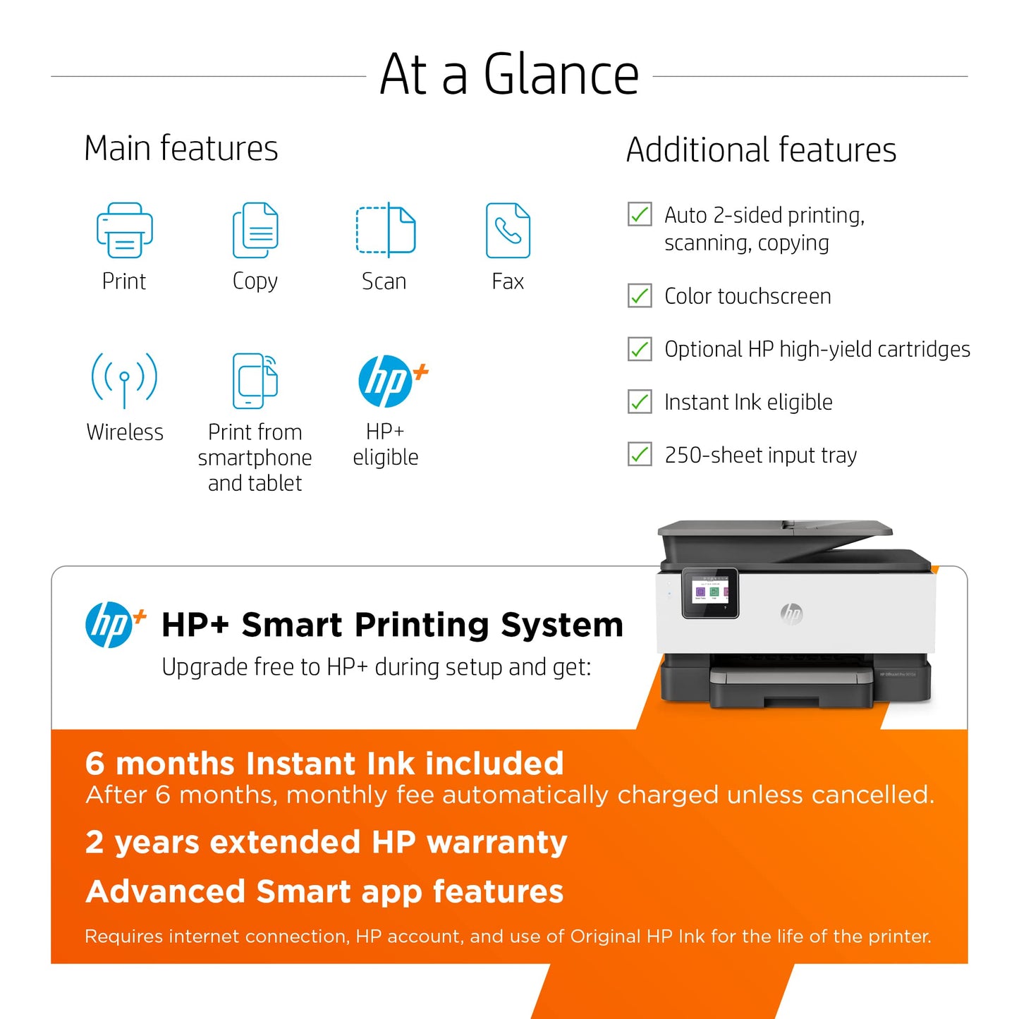 HP OfficeJet Pro 9015e Wireless All-in-One Printer, Gray - Includes 6 Months Instant Ink, Model 1G5L3A, Standard Size