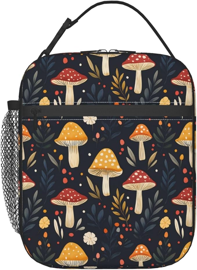 Mushroom Lunch Box for Women Kids Girls Insulated Lunch Bag Lunchbox Adults Lunch Tote Bags Reusable Cooler for Work Office School Picnic Travel