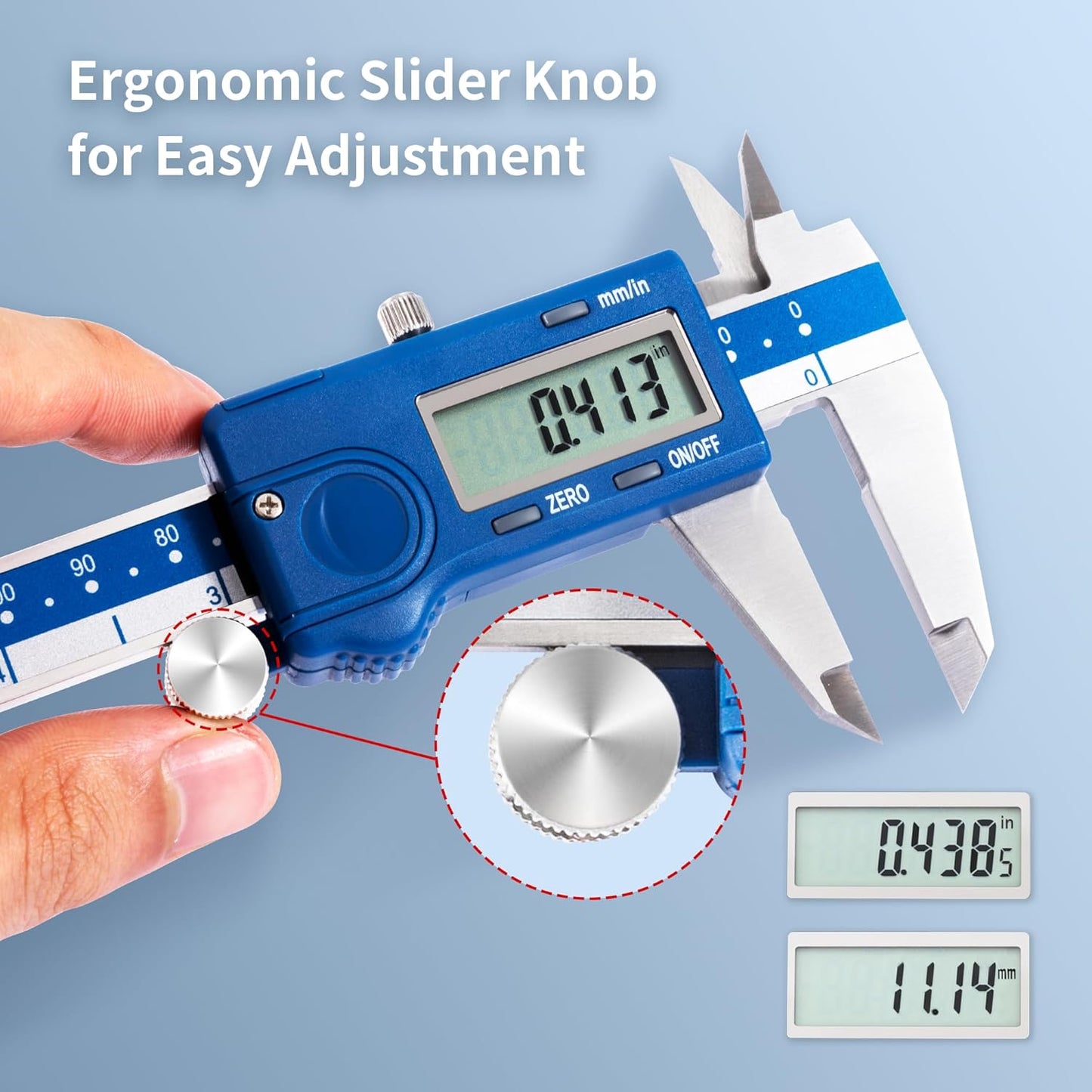 Dasqua Left-Handed Digital Caliper 0-6"/0-150mm Stainless Steel with Large LCD Screen, Dual Unit in/mm, Accuracy ±0.0015"/0.03mm, Resolution 0.0005"/0.01mm, High Precision Caliper Measuring Tool