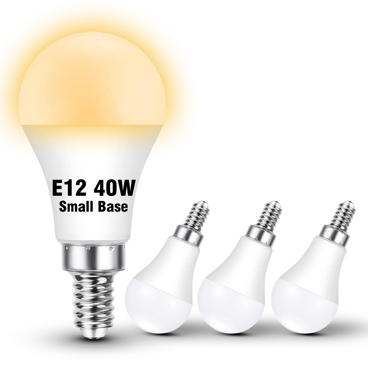 E12 Candelabra Led Light Bulbs 40Watt Equivalent 2700K Warm White  4W 450Lm C7  E12 Small Screw Base Globe Shape Bulbs For Night Light Chandelier Pendant Ceiling Fan Lighting  Non-Dimmable  4 Pack