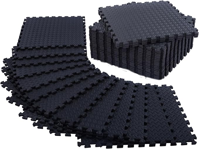 24 Pack - 1/2" Extra Thick Floor Exercise Mat for Home Gym Floor Padding for Kids - High-Density EVA Interlocking Foam Flo...