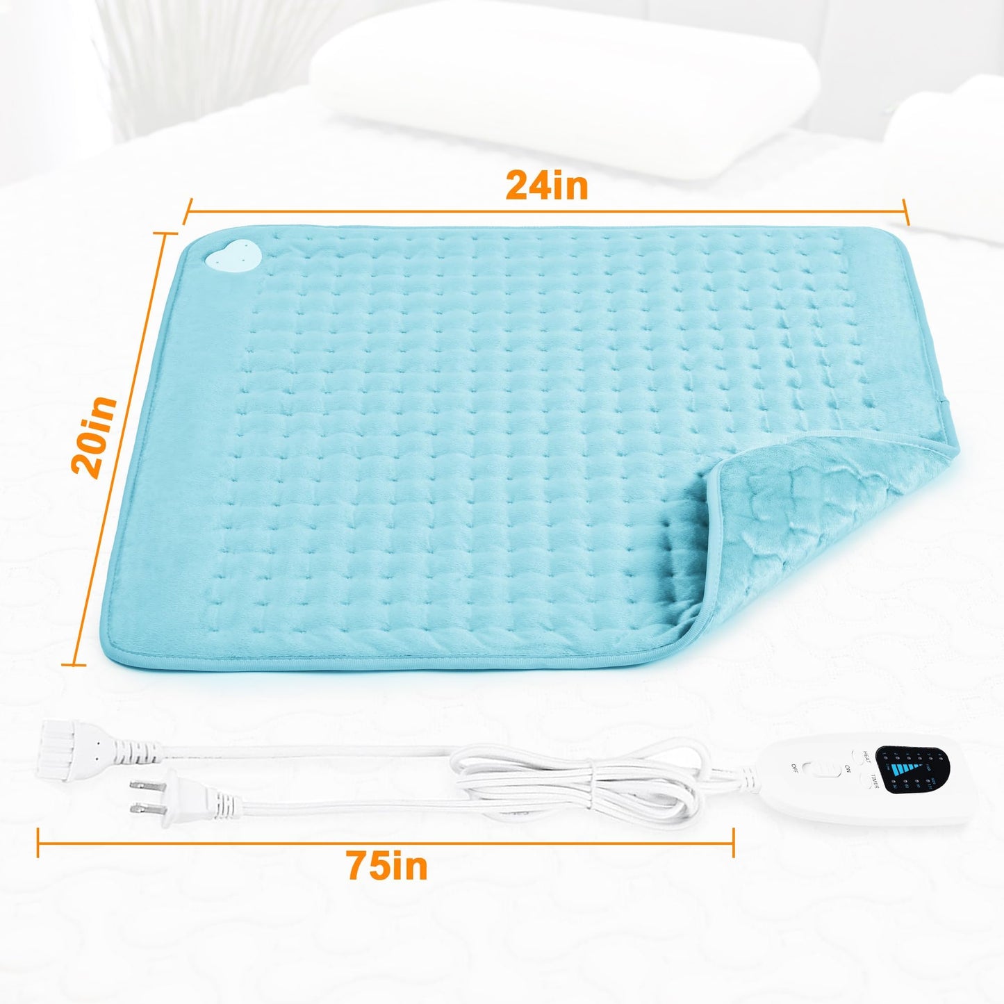 Deepsoon Heating Pad,Electric Heating Pads for Back,Neck,Abdomen,Moist Heating Pad for Shoulder,Knee,Arms,Legs,Dry/Moist Heat & Auto Shut Off,Christmas Gifts for Men and Women,Light Blue,24x20 Inch