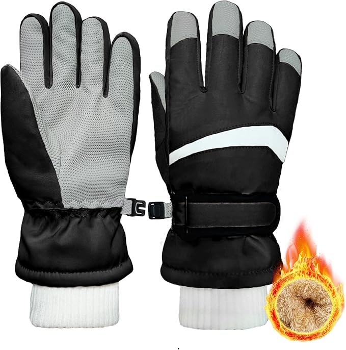 Kids Winter Snow Ski Gloves for Boys Girls Children Snowboard Waterproof Thermal Fleece Gloves for Cold Weather