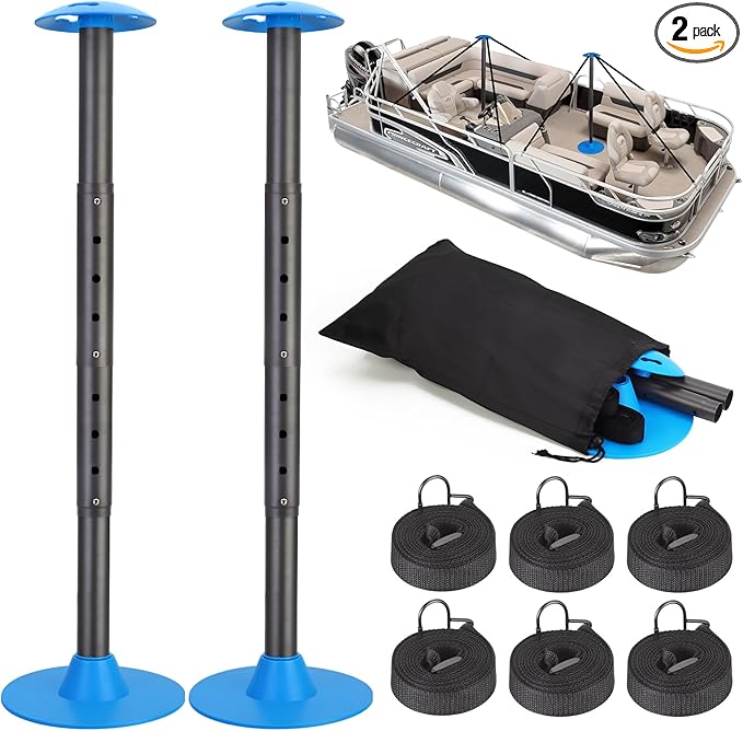 Nukugula Windproof Boat Cover Support Pole System 2 Pcs with 8 Adjustable Heights Telescoping Steel Furniture Cover Suppor...