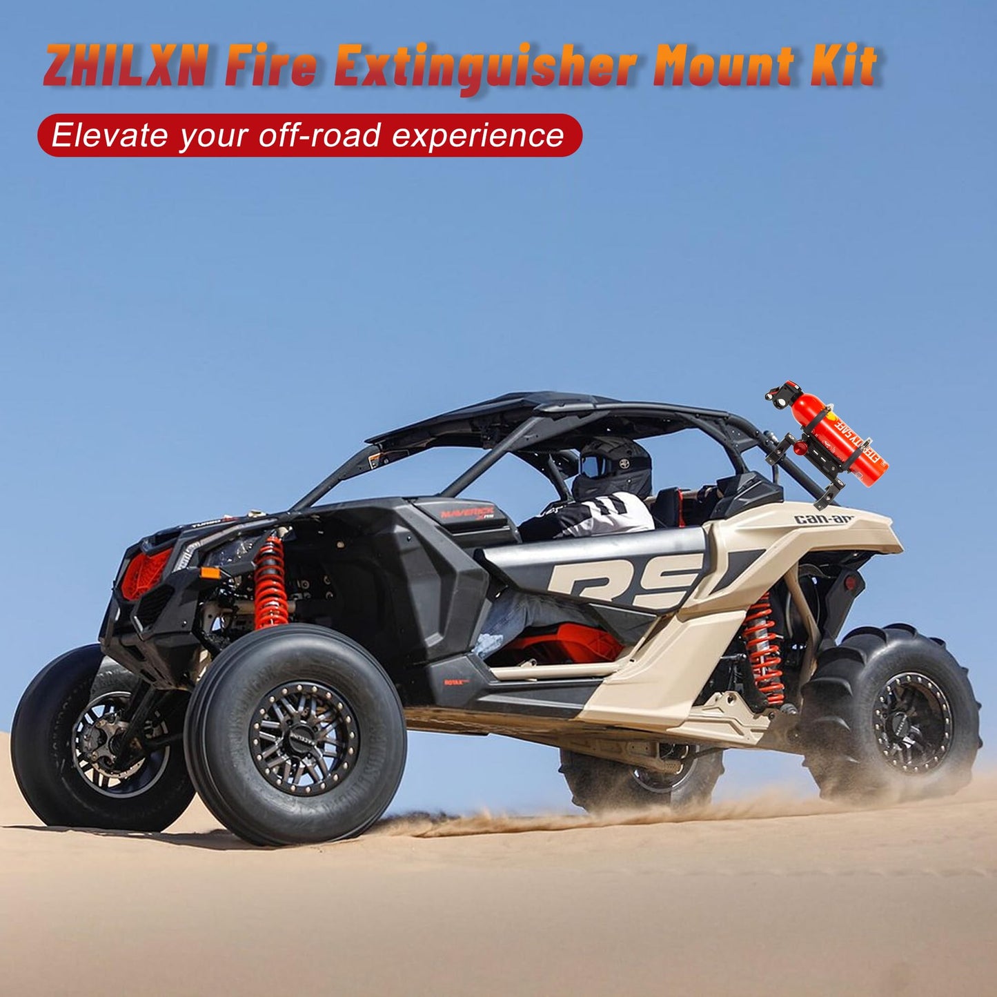 UTV Fire Extinguisher Mount Kit- Quick Release Roll Bar Fire Extinguisher Bracket Holder for Any Vehicle with 1.75"-2" Roll Bar, Compatible with Polaris RZR/Can Am X3/Jeep Wrangler