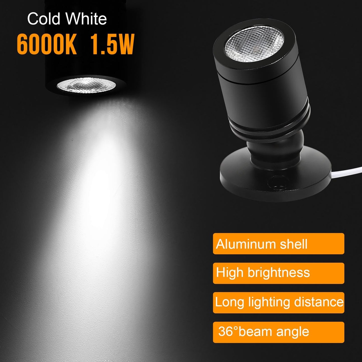 Taysing LED Spot Light Mini Accent Lights for Display, Cold White, 4 Pack with Smart Switch, Model 3130314011
