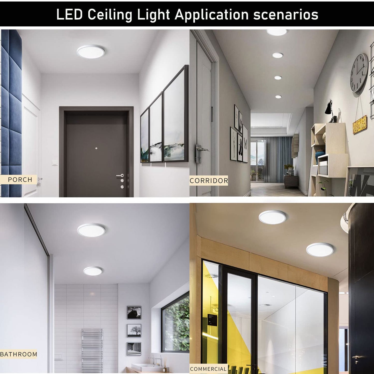 Superyofo 9 Inch Flush Mount Led Ceiling Light, 24W Slim Fixture, White, Round, 2800Lm, 6000K, 250W Equivalent, 8-Pack