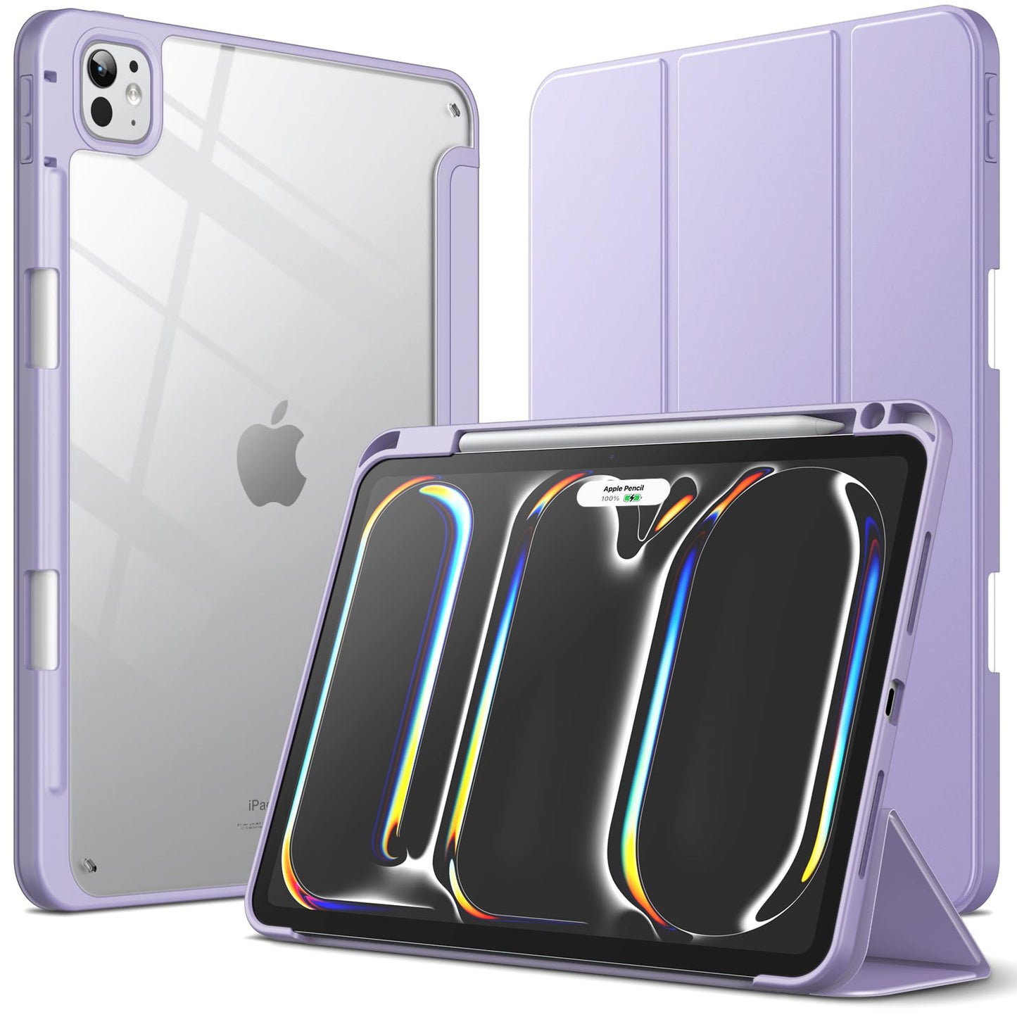 Jetech Case For Ipad Pro 11-Inch M4 2024 (5Th Generation) With Pencil Holder, Clear Transparent Back Shell Slim Stand Shockproof
