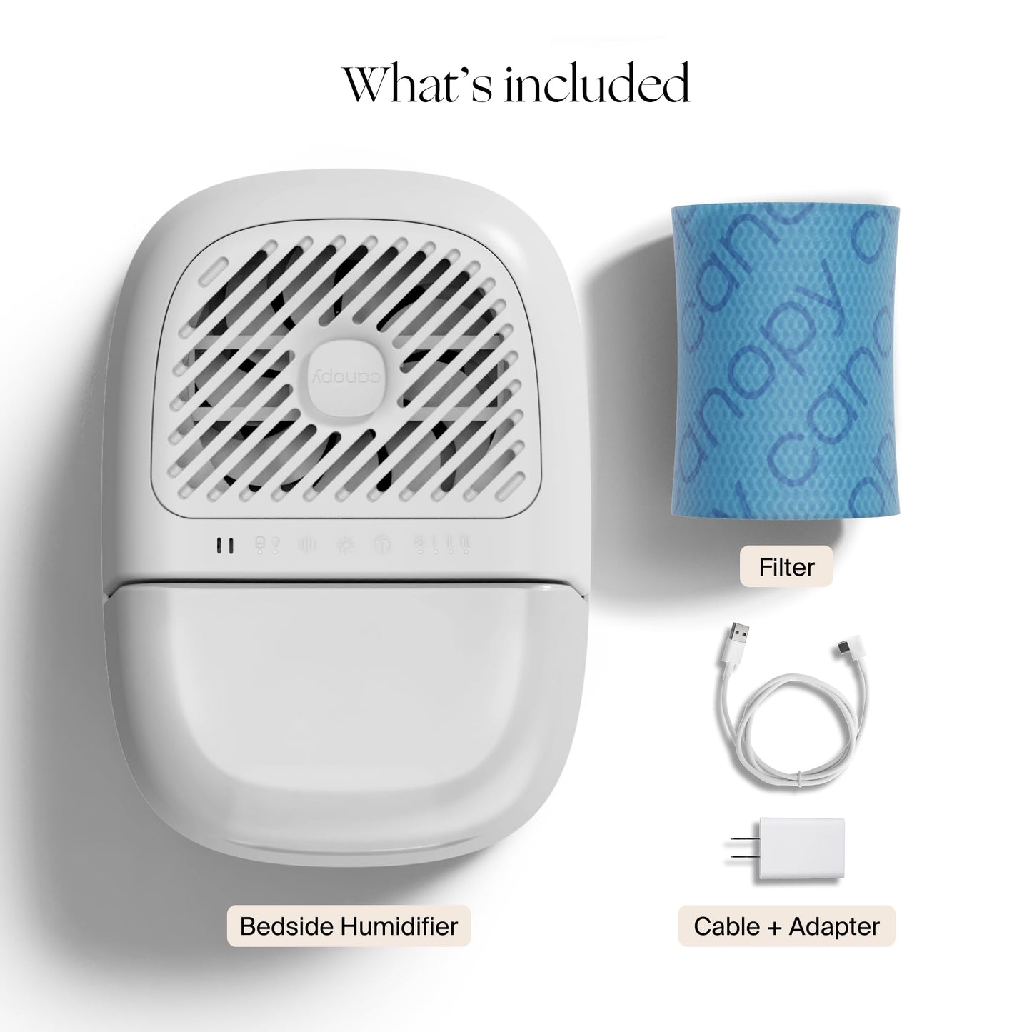 Canopy Bedside Humidifier 2.0, White, 36 Hr Run Time, 2.5L Capacity - Reading Light & White Noise - Alleviate Symptoms Of Allerg