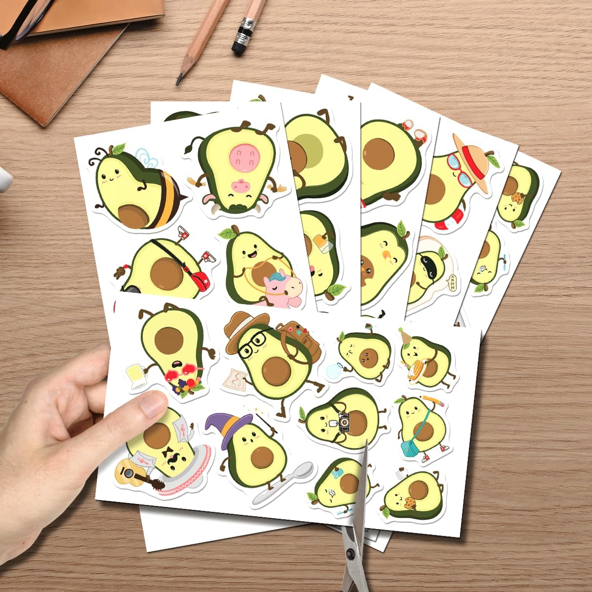 Cute Avocado Cartoon Stickers Pack for Kids Teens Laptop Water Bottle Scrapbook DIY Crafts 50pcs Vinyl Decals Hard Bumper Phone Case Bike Wall Decoration Bottles Skateboard Adults