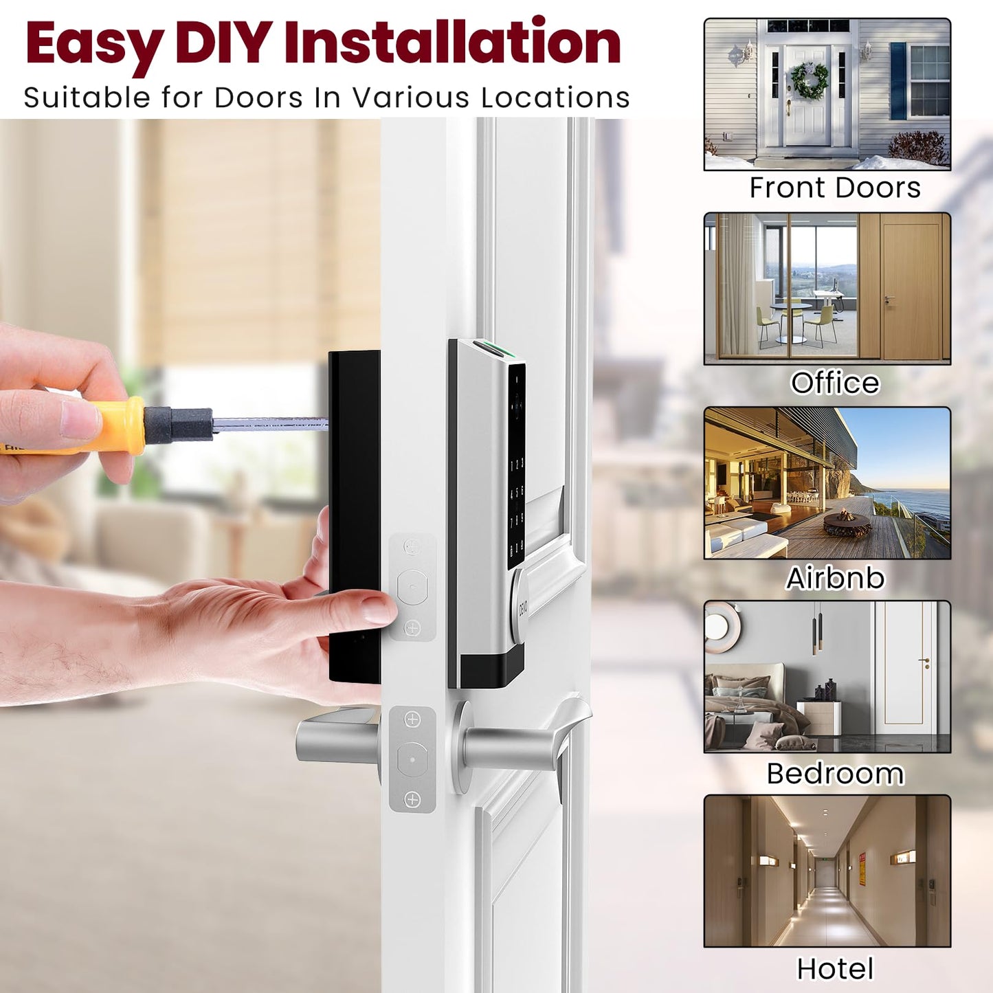 DEVO G1 Video Smart Lock with Camera & Doorbell, 6-in-1 Keyless Entry Door Lock with Fingerprint, App Remote, Auto Locks, Built-in Wi-Fi Smart Deadbolt for Front Door(Silver)