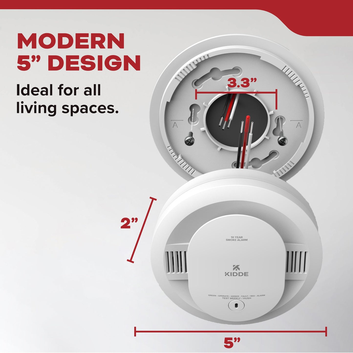 Kidde Hardwired Smoke Detector for Home, AA Battery Backup Alarm, Interconnectable, LED Notifications, 3-Pack