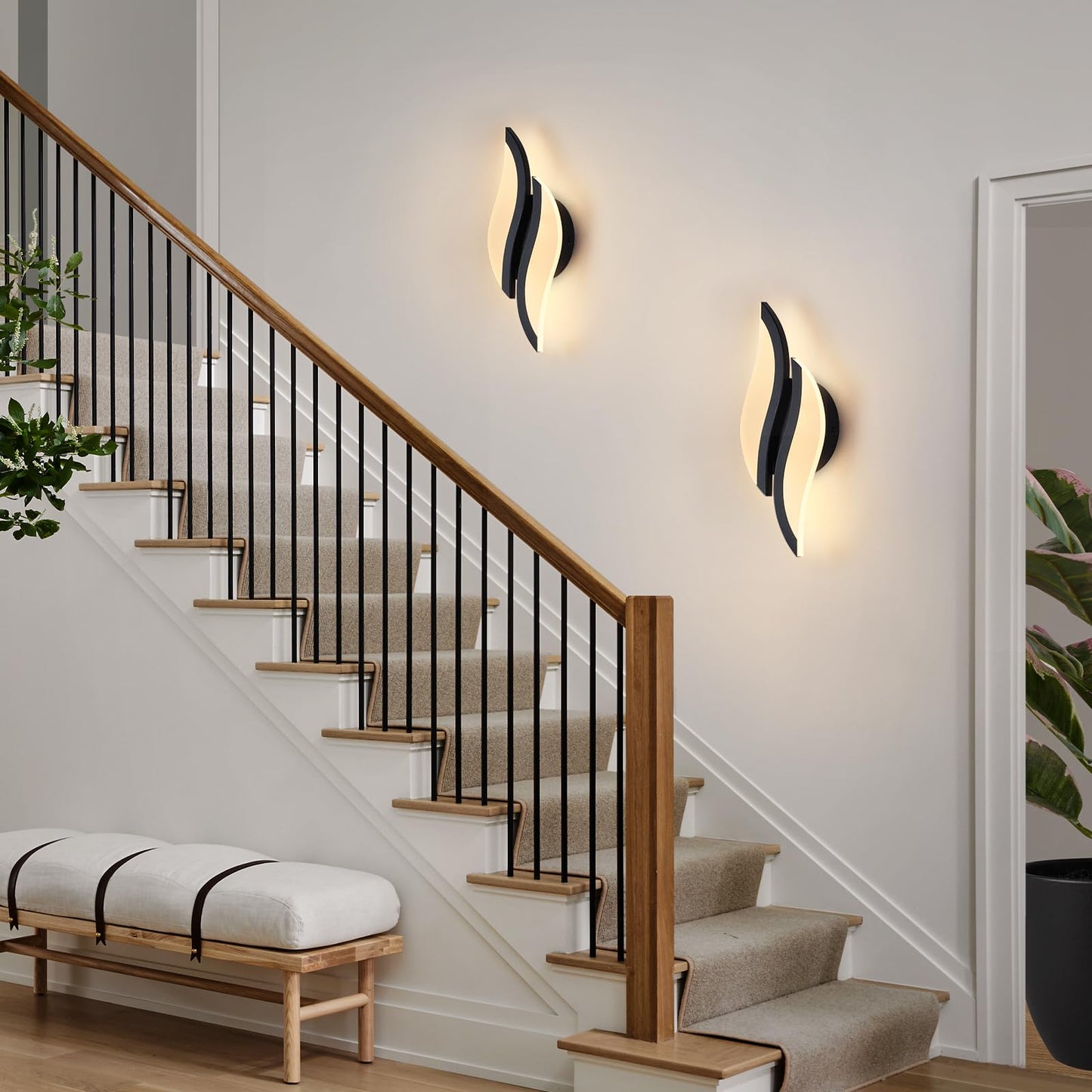 Caneoe Modern Led Wall Sconce 3000K Warm White Black Indoor Wall Light Fixtures Acrylic Wall Sconce Lighting For Living Room Bedroom Bedside Bathroom Hallway Stairway Wall Lamp (Black  1 Pack  3000K)