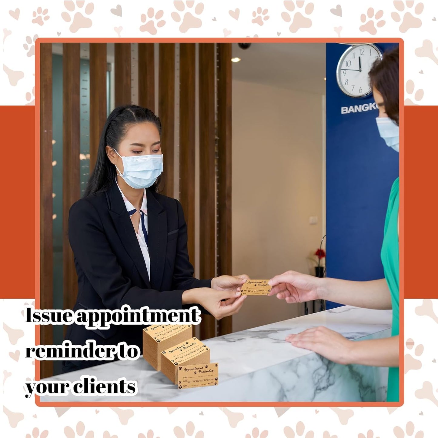 Seajan 1000 Pcs Pet Grooming Appointment Cards Bulk Paw Prints Appointment Reminder Cards for Dog Grooming, Pet Care, Client Business, Hair Salon, Dental Office, Massage Therapist and More, Brown