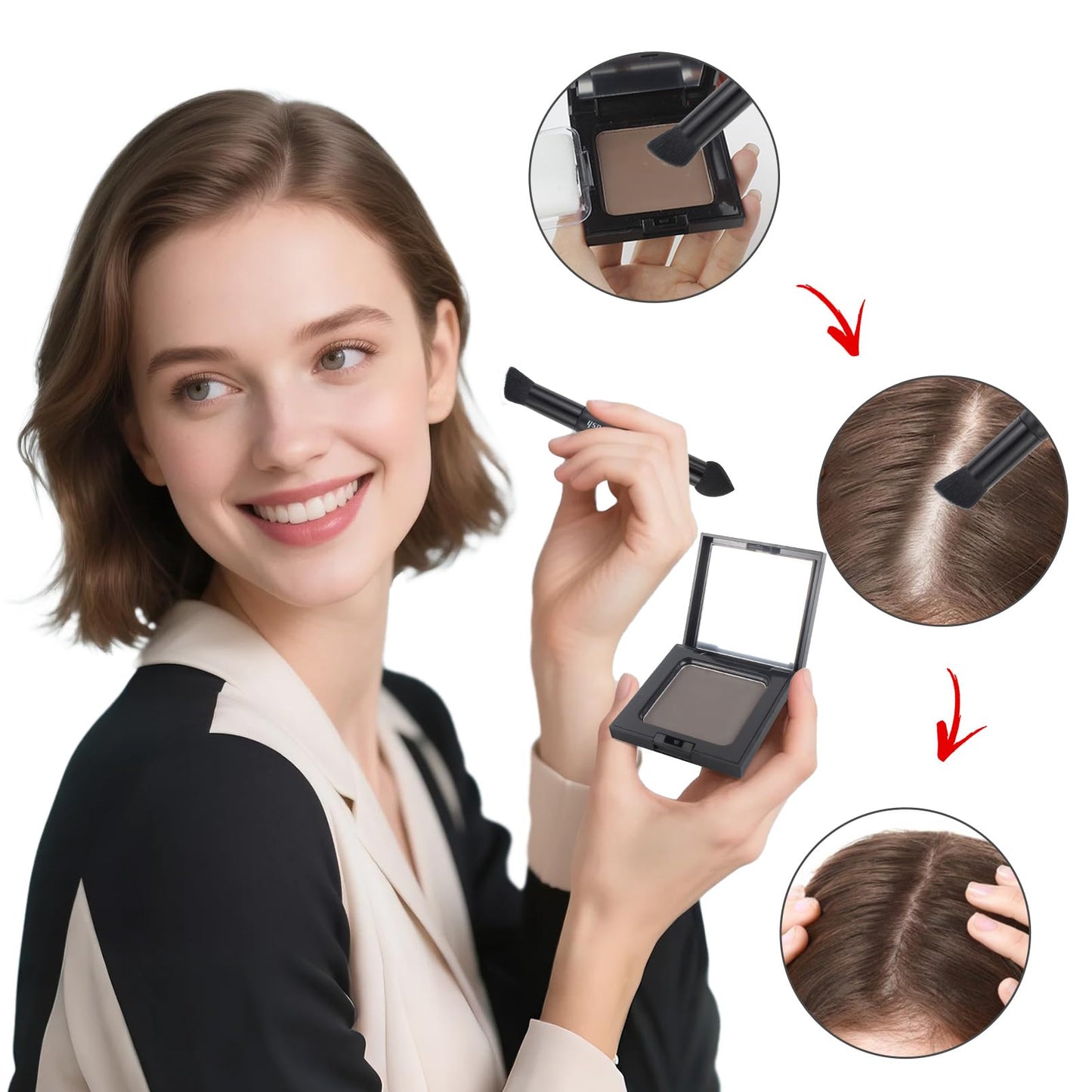 VOLLUCK Root Touch up Powder, Long-lasting Gray Hair Cover up Powder for All Hair Types, Waterproof for Women and Men (Dark-Brow
