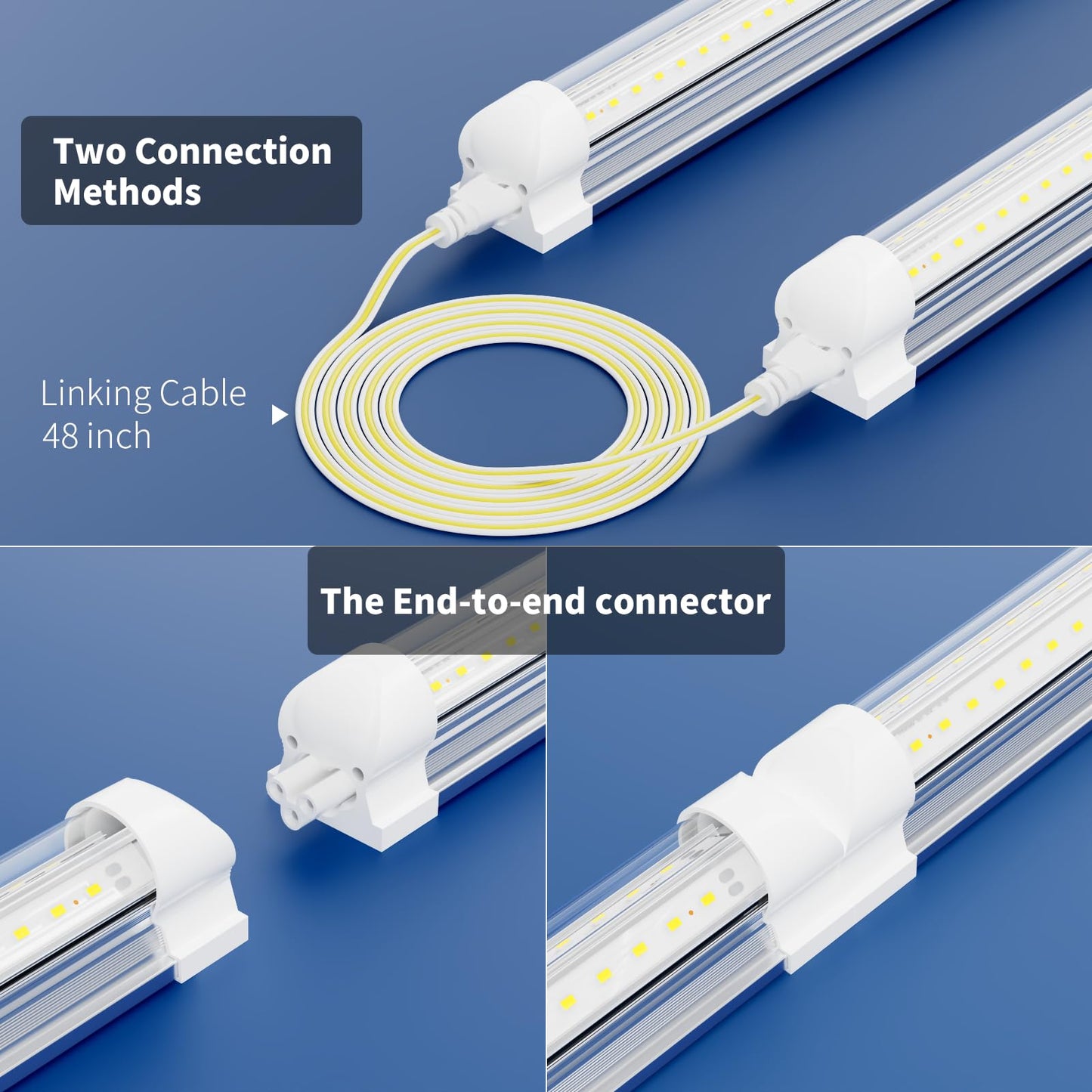 Suslum 4-Pack T8 Led Shop Light 4Ft  42W 6300 Lumen 6000K Cool White  4 Years Warranty  Linkable And Plug And Play Lights For Garage Ceiling Workshop Commercial Lighting