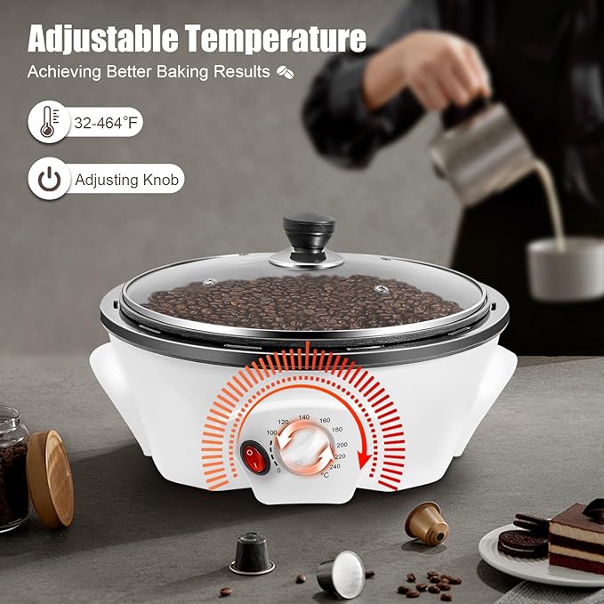 Home Coffee Roaster Machine, 1.1lbs Capacity with 0-240°C Digital Temperature Control – Easy to Use & Clean – Great for Coffee Beans, Peanuts, Nuts, and Popcorn