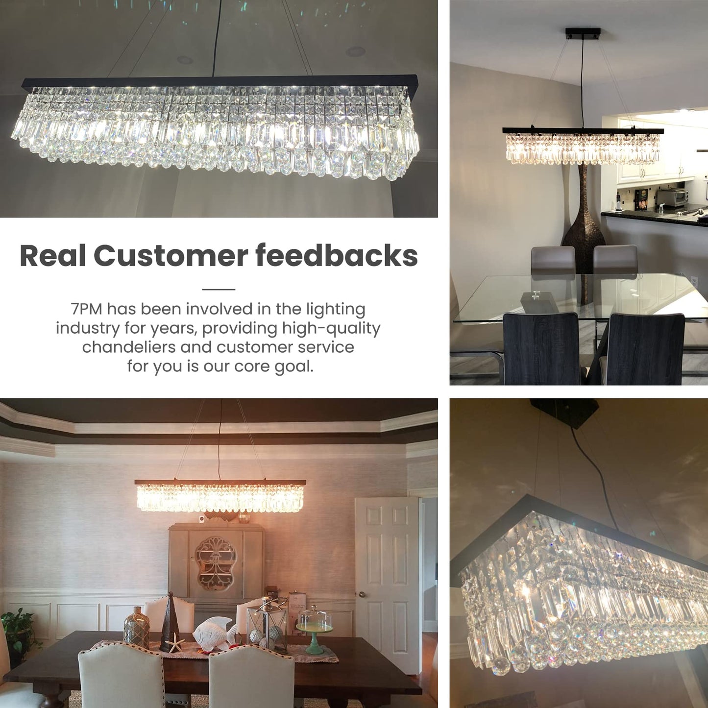 7Pm K9 Crystal Chandelier - Modern Rectangular Pendant Lighting, L40 X W10 X H10, Black Stainless Steel, Model Cl010842
