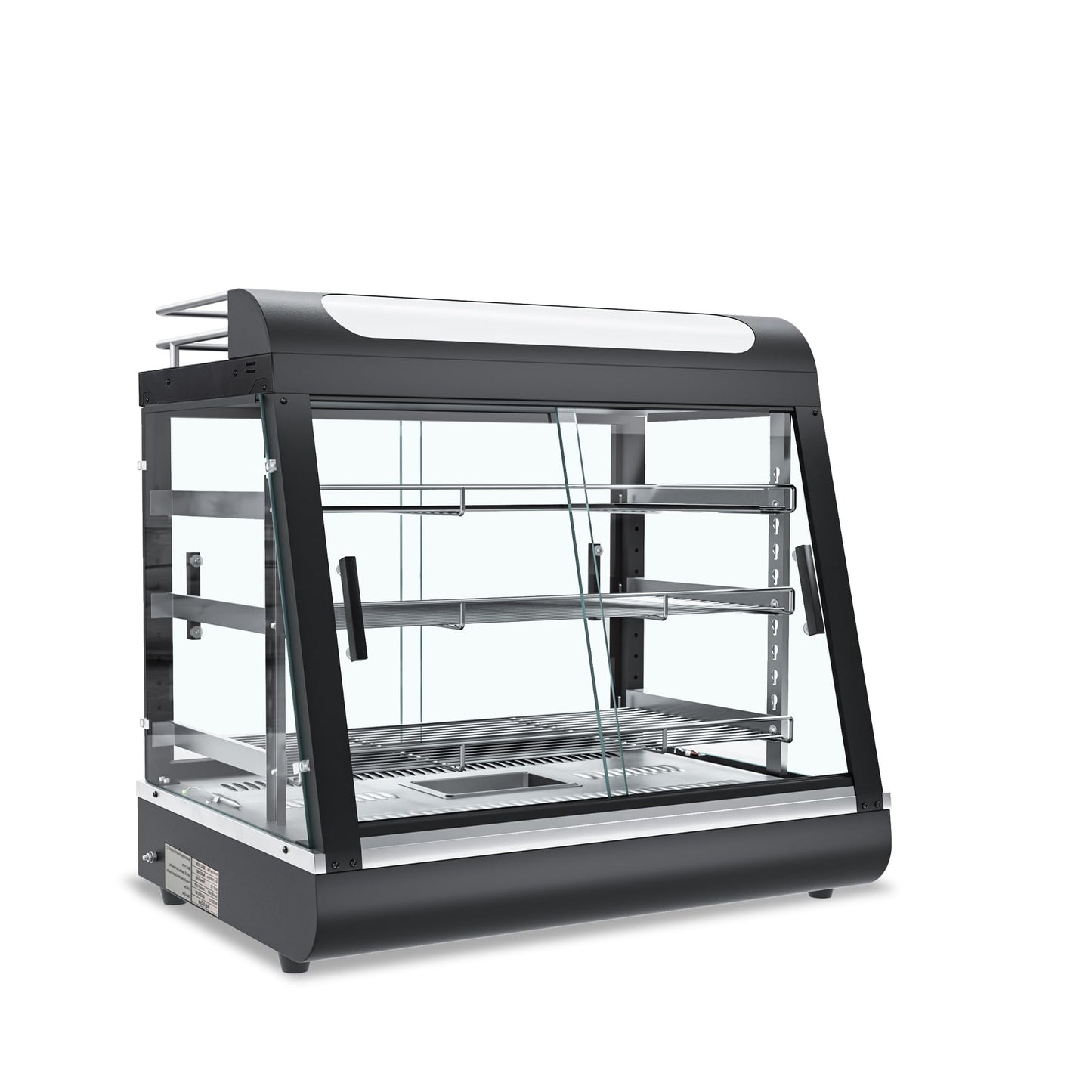 27 inch Countertop Food Warmer Display Case, 3-Tier Commercial Food Warmers with Top Rack for Milk/Bottles for Pizza/Pretzel, 3-Color Lighting, w/Thermometer for Cafeteria Kitchen Restaurant