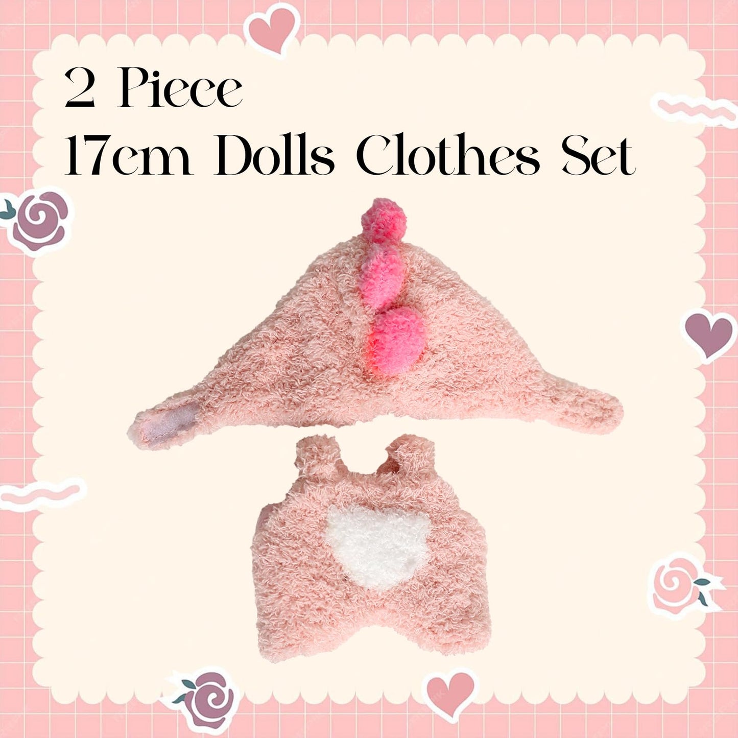 LUFZFEU 2025 New 17 cm Doll Clothes, Cute Outfits for Clothes Set, Keychain Accessories for Dolls, Faking Animal Style Doll Outfit Jumpsuit (Pink Dinosaurs)