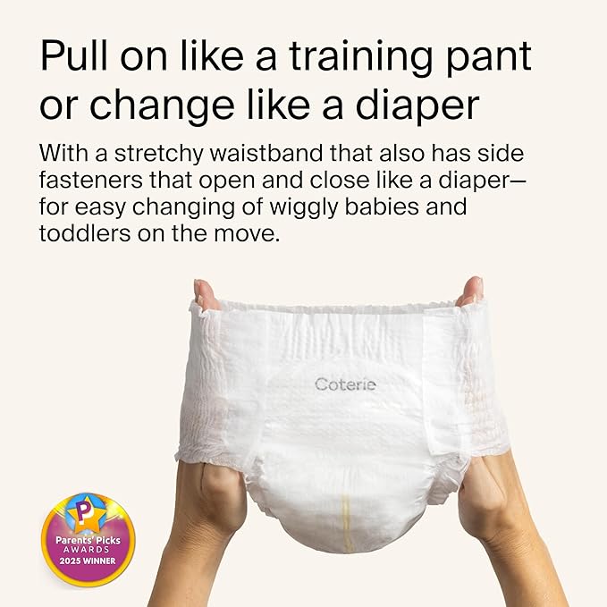Coterie The Pant, Size 3, Pull Up Style Diapers for Sensitive Skin, Hypoallergenic, Super Absorbent Overnight Leak Protection, 12/24 M (14-24 lbs) 144 Count