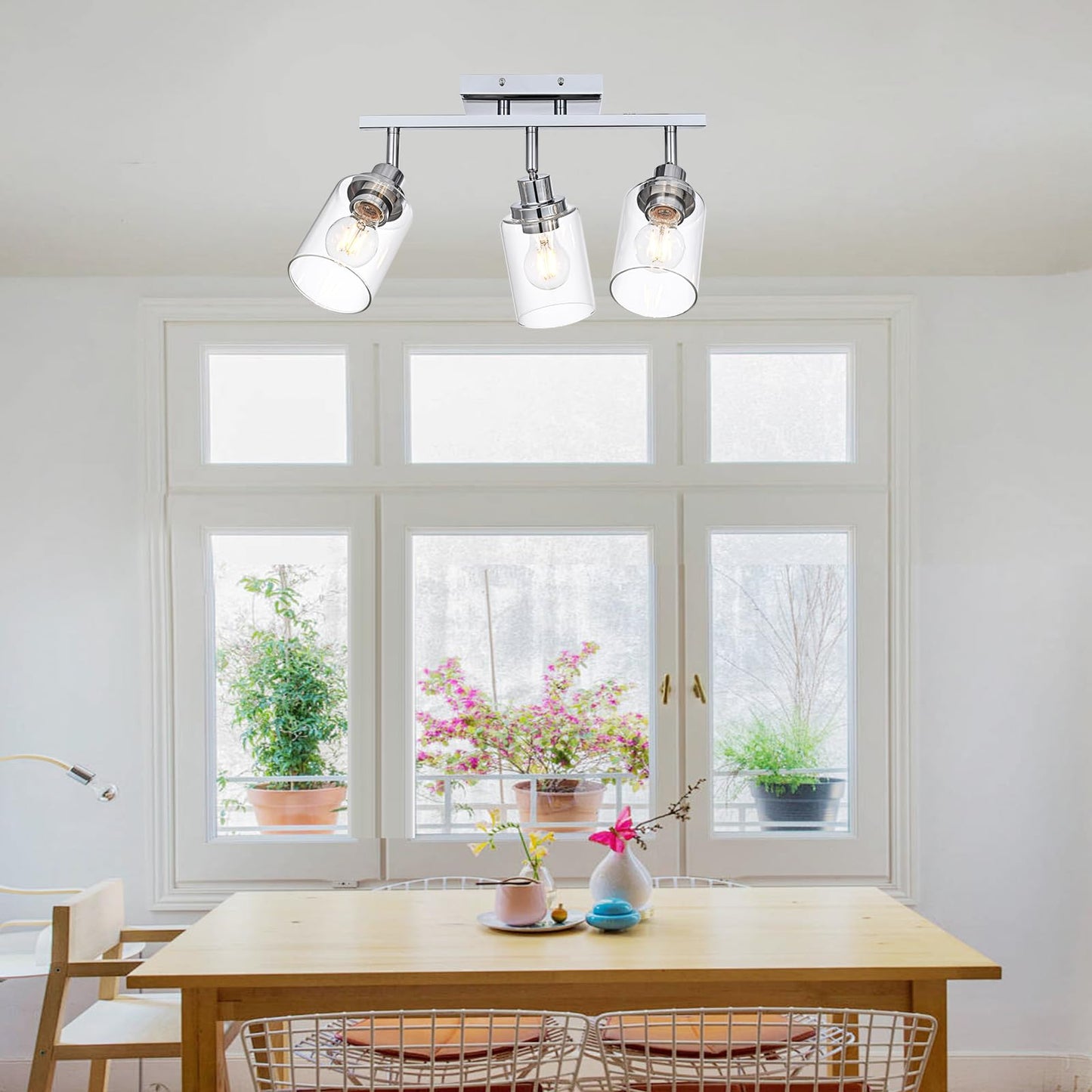 Wanluce 3-Light Track Lighting Kit Ceiling Kitchen Track Lighting Fixtures Chrome Bathroom Vanity Wall Lights With Clear Glass Multi-Directional Rotating Tracking Light Heads Spotlight For Accent Shop