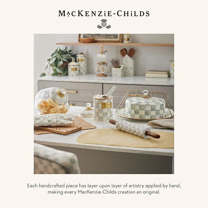 MACKENZIE-CHILDS 3260 Wine Cooler, Champagne and Wine Ice Bucket, Wine Bar Accessories, 1 Gallon, Gray-and-White Sterling Check