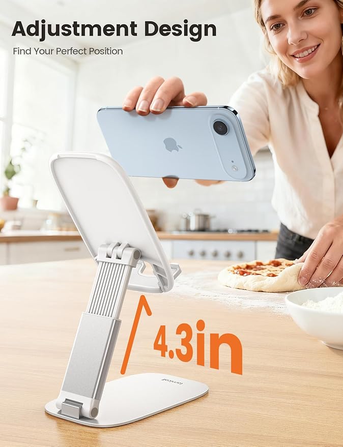 Lamicall Ultra-Thin Cell Phone Holder, White Cellphone Stand, Birthday Gifts for Father Teens Girls Boys, Valentine's Day Gifts, Office Desk Accessories for iPhone Holder, Desk Organizer