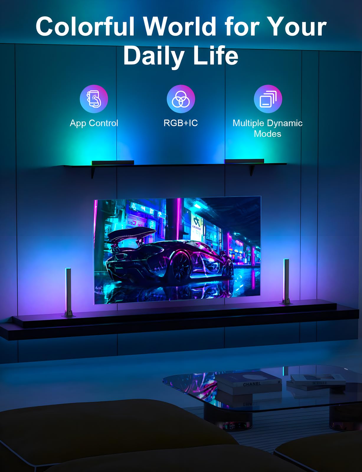 Eastfine Rgb Light Bar  Led Light Bar  App Control Usb Powered  Color Changing Tv Backlight Music Sync Ambient Lighting For Room Pc Monitor Gaming Party Desk