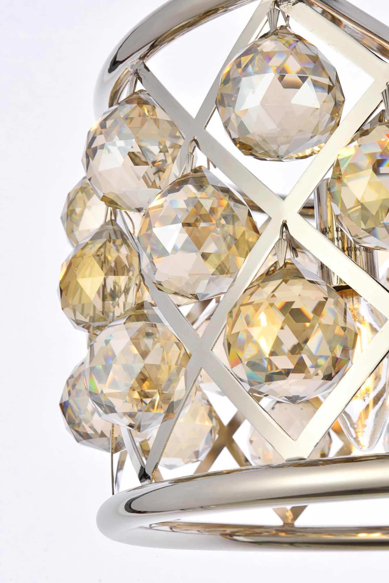 Elegant Lighting 4-Light Pendant Lamp, Polished Nickel Finish, Crystal, 16in Depth x 9in Height, Golden Teak, Model 1214D16PN-GT/RC
