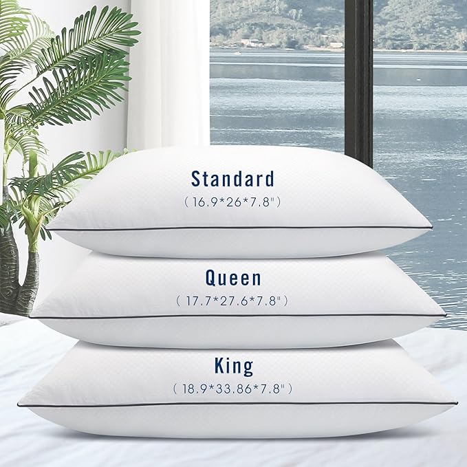 Bed Pillows for Sleeping 2 Pack, Standard Size Pillows Set of 2,Down Alternative Filling, Pillow for Back, Stomach or Side Sleepers Black