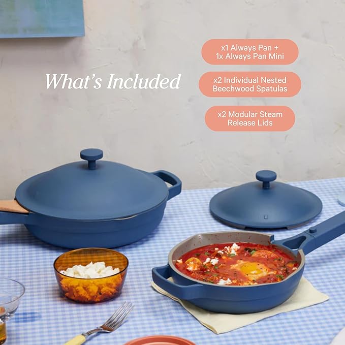 Our Place Always Pan Duo - Standard & Mini Always Pan 2.0 Bundle | Multi-Functional Cookware Set Replaces 20 Pieces | Steam
