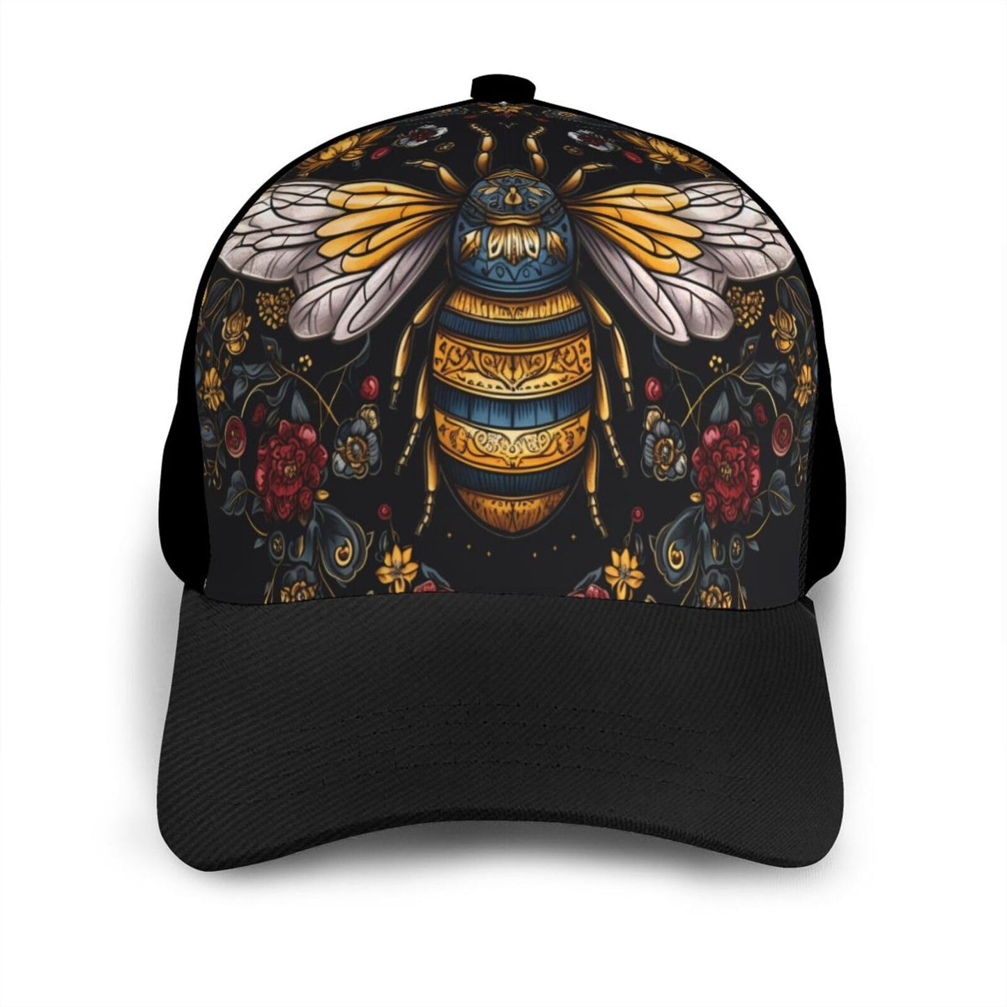PVTIONXIE Bee with Queen 1 Baseball Cap for Men Women, Fashion Ballcap Adjustable Snapback Unisex Trucker Dad Hat