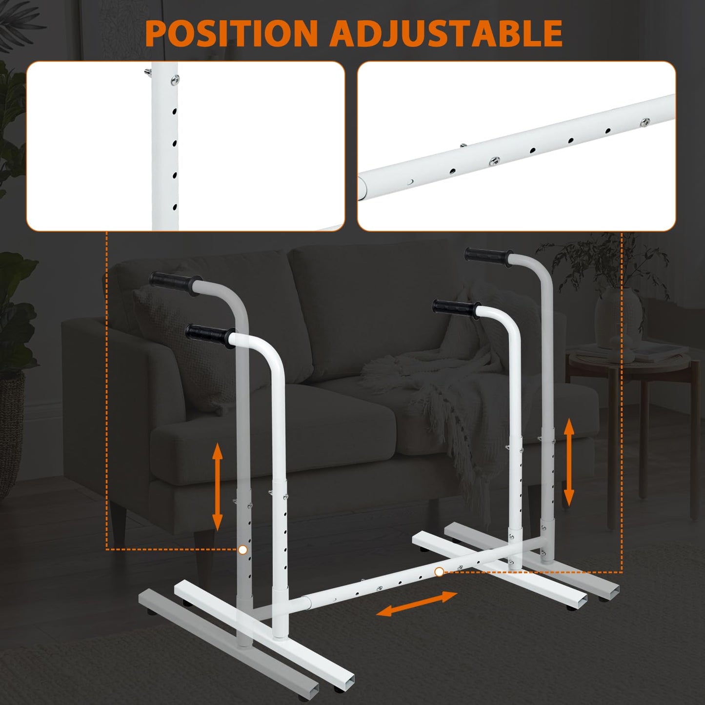 HomiShare Heavy-Duty Adjustable Stand Assist Aid for Elderly - 500 lbs Capacity, Portable Sit-to-Stand Lift Assist for Couch, Chair & Bed - Non-Slip Covers, Easy Assembly, White