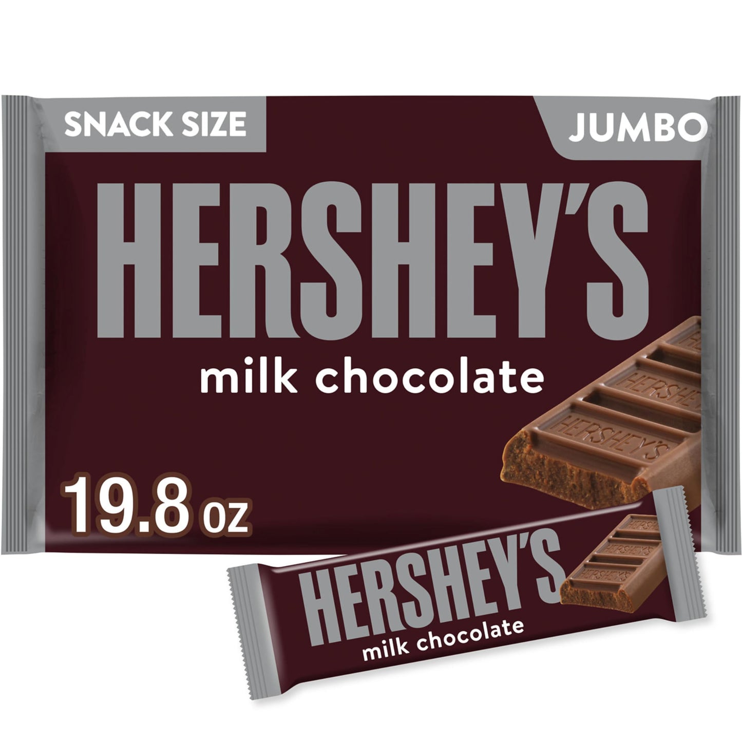 HERSHEYS Milk Chocolate Snack Size, Candy Jumbo Bag, 19.8 oz
