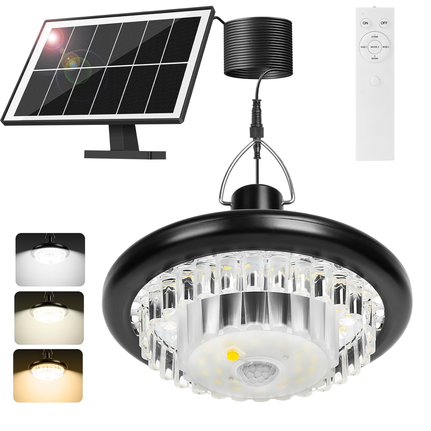 BlueYu Solar Shed Light, 248 LED Motion Sensor, 3 Modes, 2700K-6500K, Waterproof, Remote Control, Black, Model ZH-102