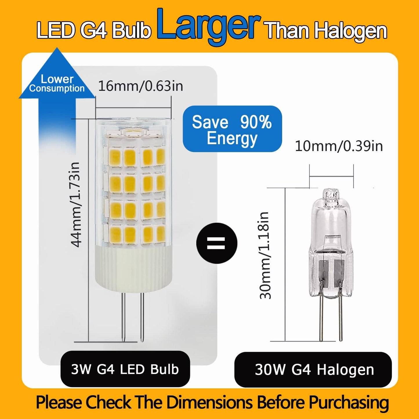 Tupolife G4 Led Bulb 3W 12V  20W -30W Halogen Jc Bulb Replacement  G4 Bi Pin Bulbs Warm White 3000K For Landscape Lighting  Under Cabinet Puck Light  Chandeliers  Track Lamp  10-Pack