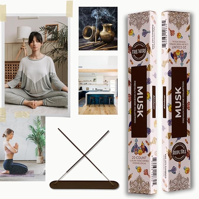 Musk Incense Sticks - Total 40 Insence-Sticks - Dual Pack of 20 Insense - Inciensos - Inscents - Natural Non Toxic Ingredients - Incents - Incence - Inscense - Insents