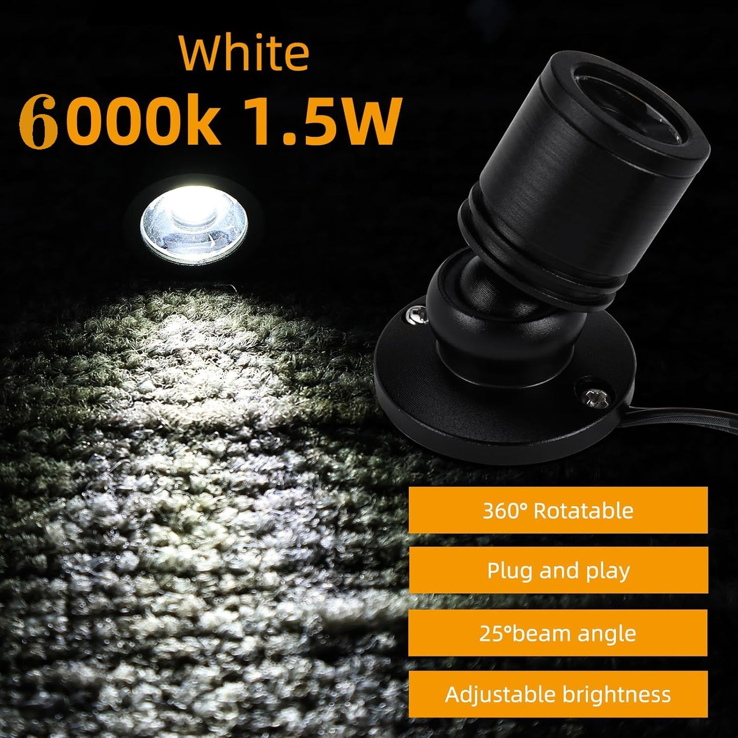 Jorunhe Mini LED Surface Mounted Light, 1.5W, Black, Model 3247, 4pcs for Jewelry Cabinet