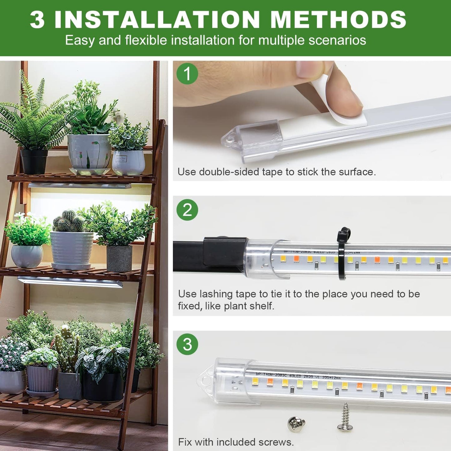 16" Plant Grow Light Strips, 120 LEDs Grow Lights for Indoor Plants Full Spectrum with Upgrade Timer 6/12/16 Hrs, 5 Dimmable Levels, 2 Pack Sunlike Grow Lamp for Hydroponics Succulent