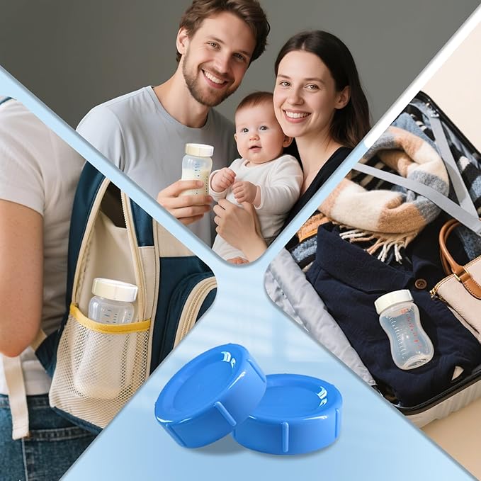 6pcs Wide Bottle Caps Compatible for Wide-Neck Natural Flow Dr Brown Bottles,BPA Free Travel and Storage Baby Bottle Lids Replacement Parts with Sealing Gasket for Baby Bottles Accessory (Blue)
