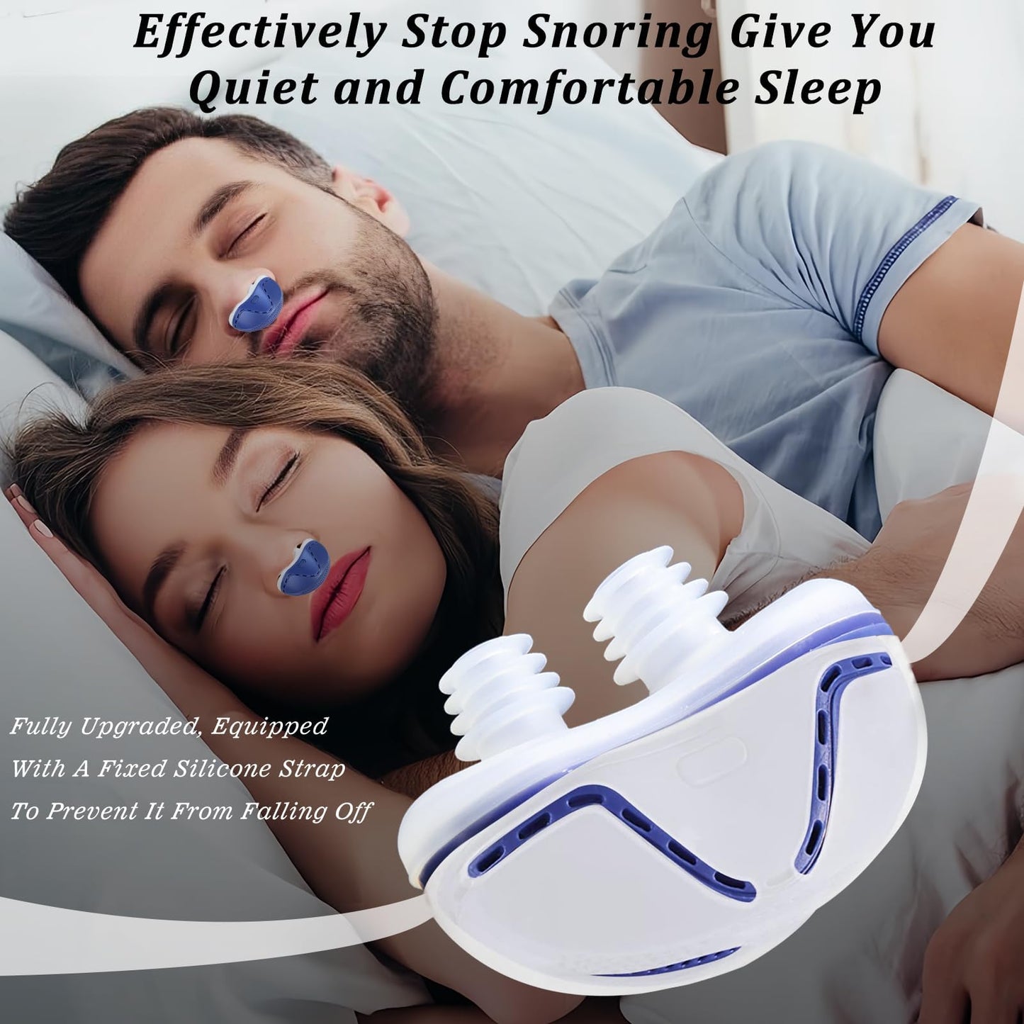 Anti Snoring Devices, Electric Anti Snoring Device, Effective Snoring Prevention, Sleep Apnea Devices for Men and Women, Adjustable Wind Speed, Suitable for All Nose Shapes, Blue AA7