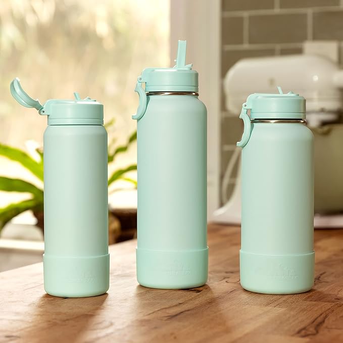 Hydrapeak 40oz Sport Insulated Water Bottle with Straw or Chug Lid, Leak & Spill Proof, Keeps Drinks Cold for 24 Hours, Hot for 12 Hours, Premium Stainless Steel Water Bottles (40oz, Mauve)