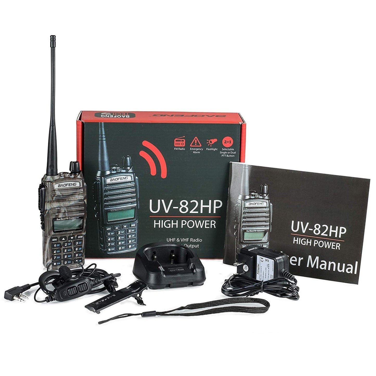 BaoFeng UV-82HP (CAMO) High Power Dual Band Radio: 136-174mhz (VHF) 400-520mhz (UHF) Amateur (Ham) Portable Two-Way