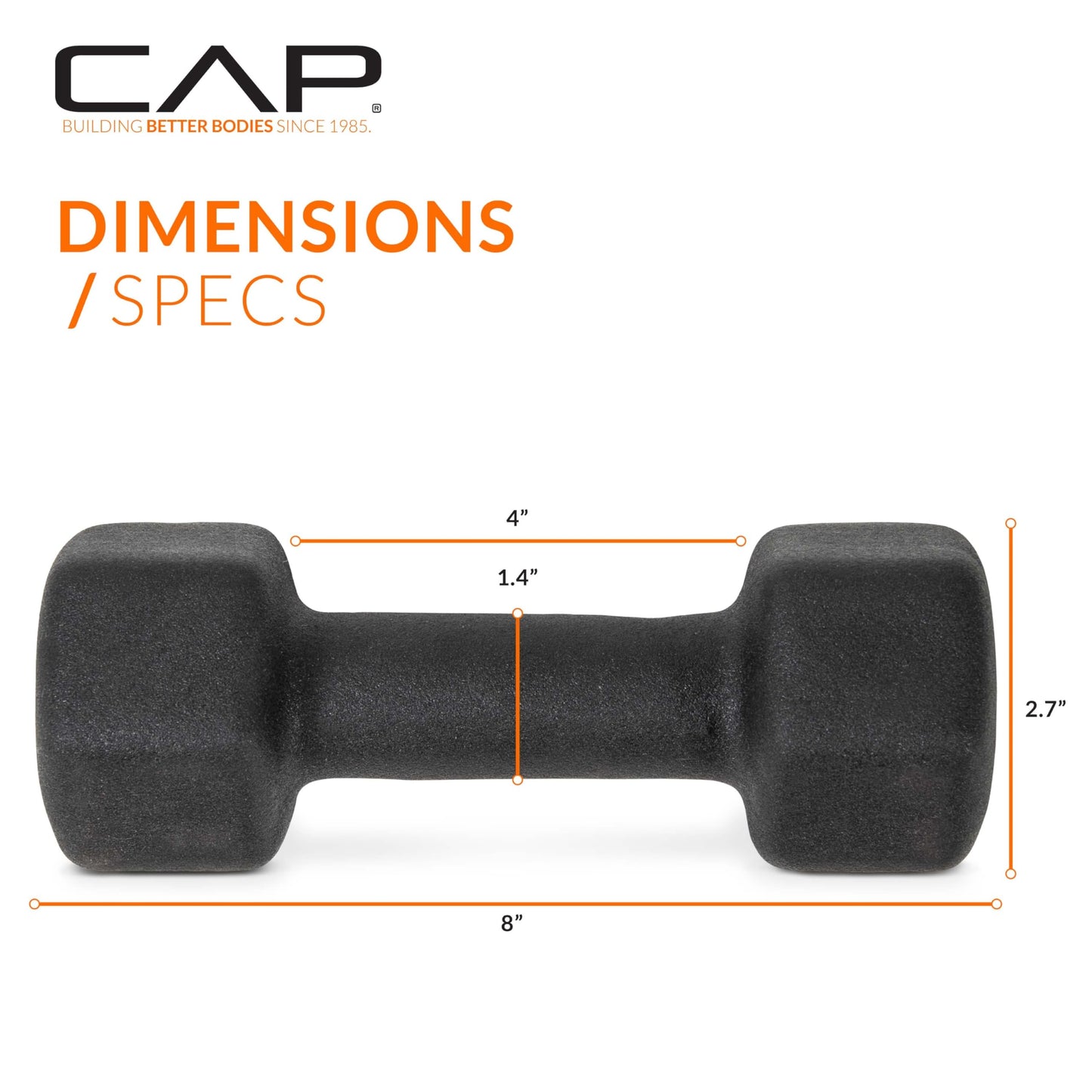 CAP Barbell 6 LB Neoprene Dumbbell Hand Weights - Pair | Black