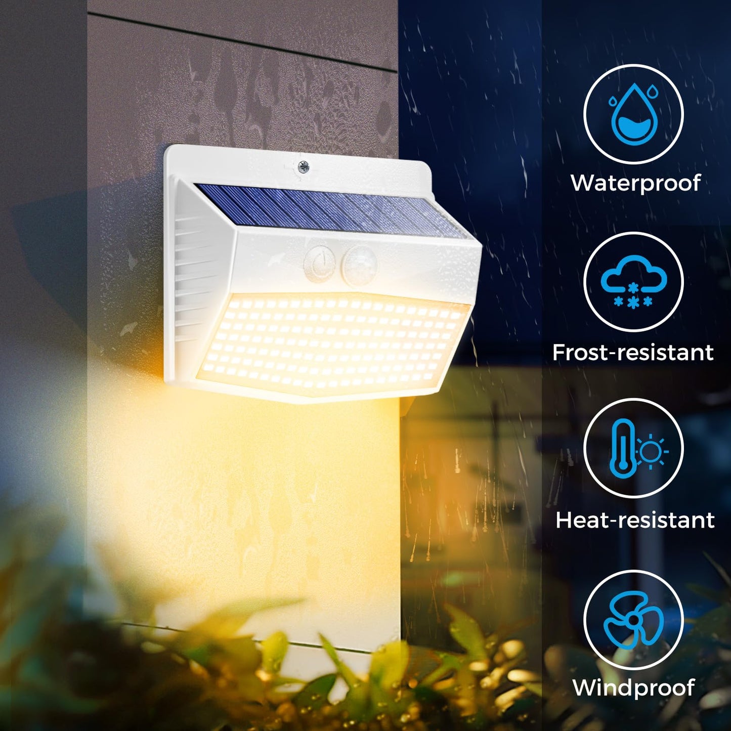 Peasur Solar Outdoor Lights  [4 Packs] Motion Sensor Security Lights With 3 Lighting Modes Wall Lights Waterproof Solar Powered Lights For Garden Yard  White Warm