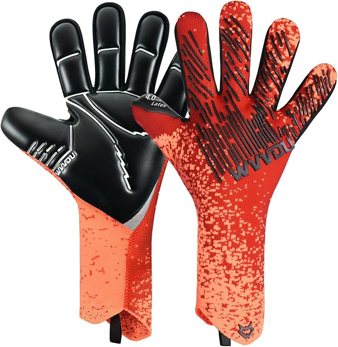 WVVOU Soccer Goalie Goalkeeper Gloves for Youth & Adult, Size 7-10, Enhanced Latex Palm Grip, Breathable Knitted Fabric, S...