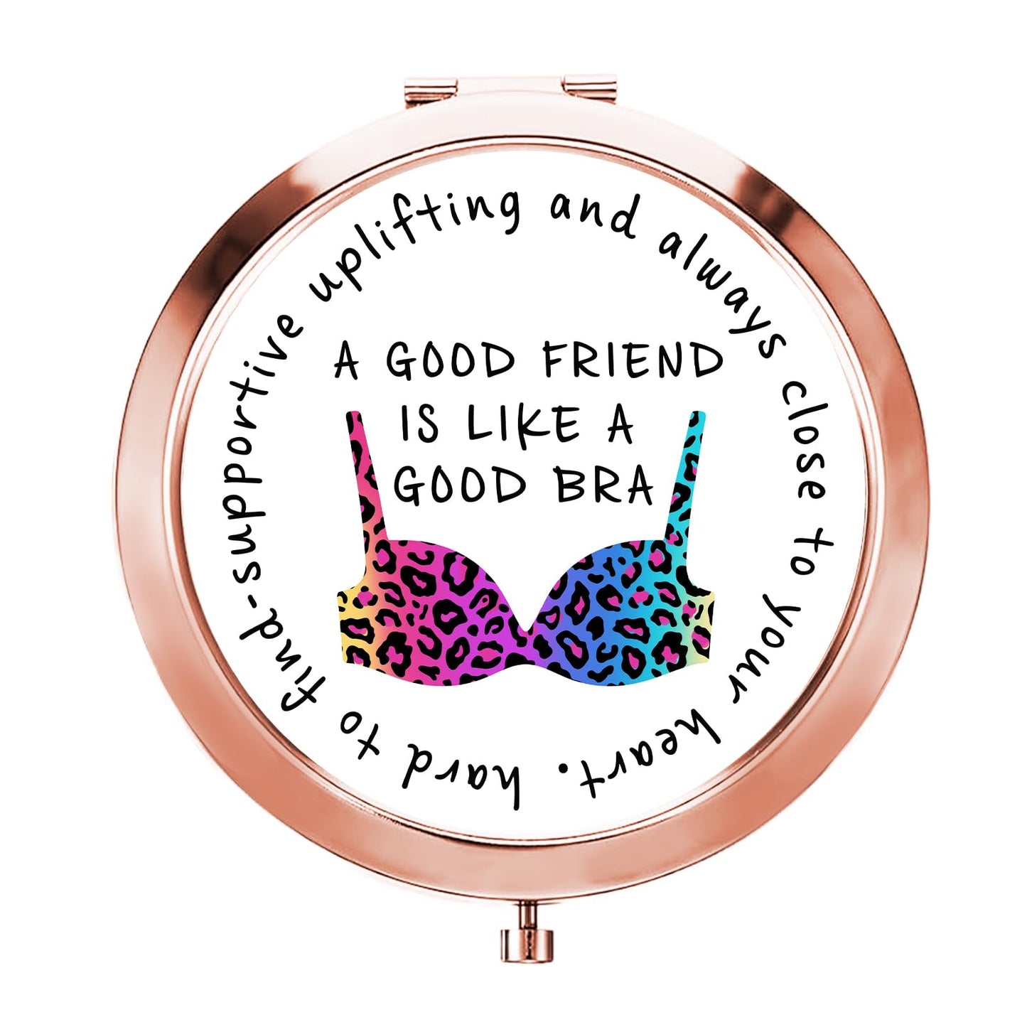 GAOLZIUY Funny Friend Gifts for Women, Friendship Gifts for BFF Sister, Best Friends Rose Gold Compact Mirror, Birthday Wedding