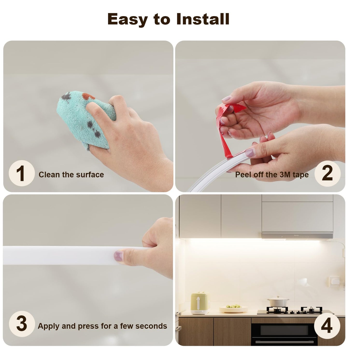 My Beauty Light Bright Silicone Led Under Cabinet Lights  3.8Ft Plug-In 4000K 950Lm Warm White Dimmable Under Cabinet Lighting Strip With Rf Remote For Kitchen  Under Counter  Bedroom  Bathroom Decor